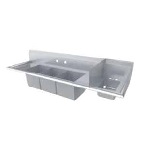 Fregadero de 3 tarjas con 2 escurridores KING F4T-151514-12L